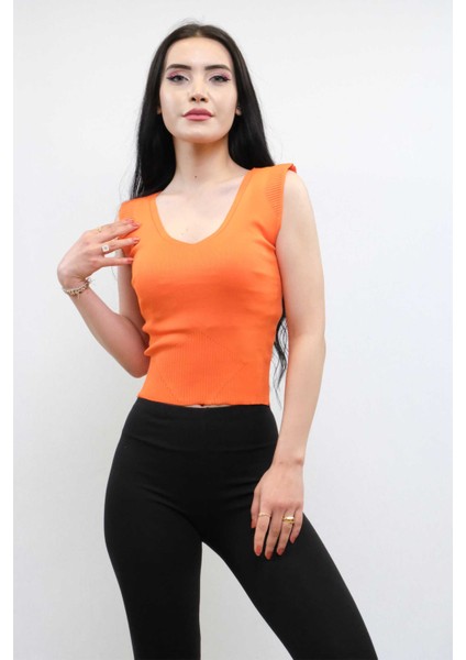 Süveter Model Triko Bluz Turuncu