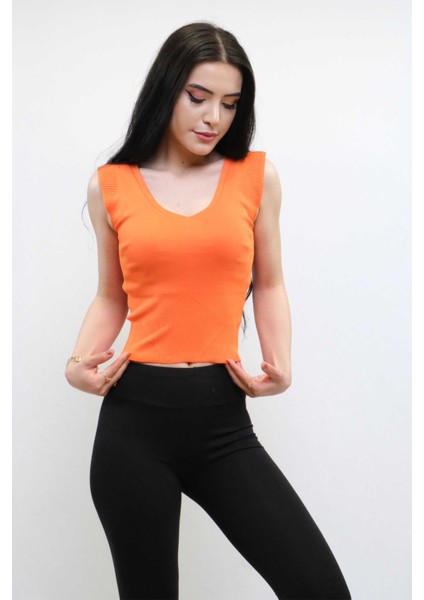 Süveter Model Triko Bluz Turuncu modelleri