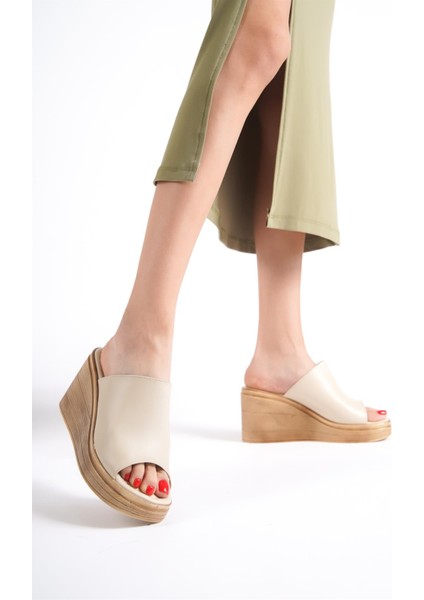 Kadın Pamela Krem Konfor Ortopedik Iç Taban Dolgu Topuk Terlik fiyatları