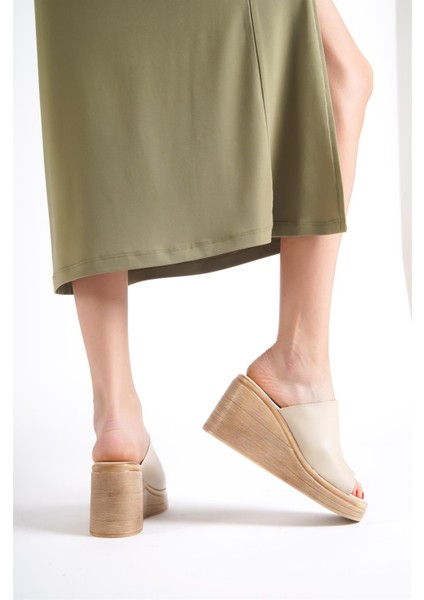 Kadın Pamela Krem Konfor Ortopedik Iç Taban Dolgu Topuk Terlik modelleri