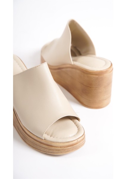 Kadın Pamela Krem Konfor Ortopedik Iç Taban Dolgu Topuk Terlik fırsatları