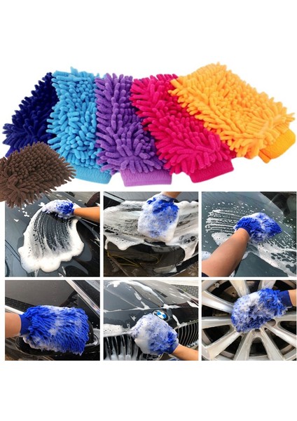 Mikrofiber Araba Yıkama ve Detay Temizlik Eldiveni Çift Taraflı 22X13CM