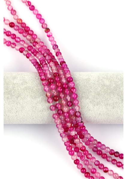 Pembe Akik Doğal Taş Dizi 6 mm Küre Kesim