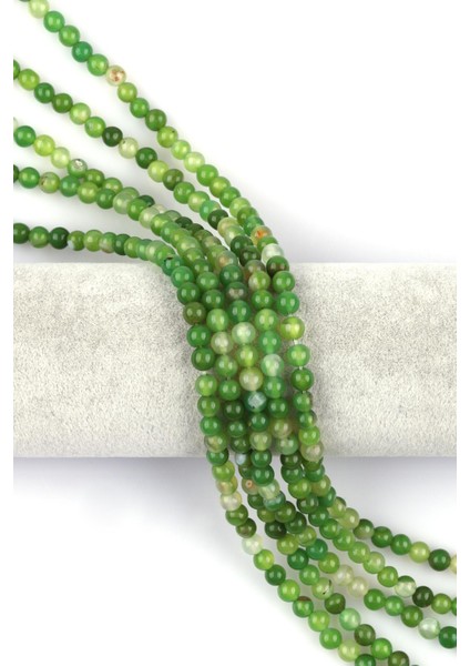 Yeşil Akik Doğal Taş Dizi 6 mm Küre Kesim