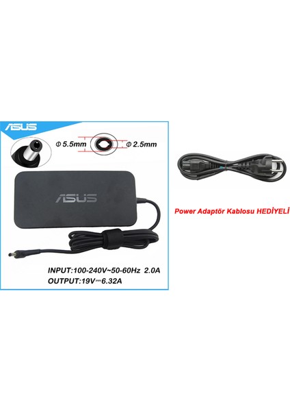 N550JK-CN167D Orijinal Laptop Şarj Aleti 19V 6.32A 120W modelleri