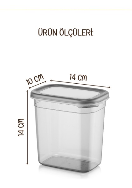 Renkli Etiketli Peggy Dikdörtgen Saklama Kabı Seti 1150 ml Antrasit 12'li indirimleri