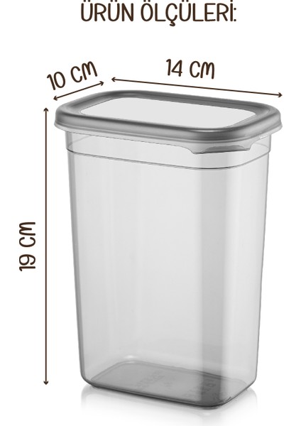 Renkli Etiketli Peggy Dikdörtgen Saklama Kabı Seti 1500 ml Antrasit 6'lı indirimleri