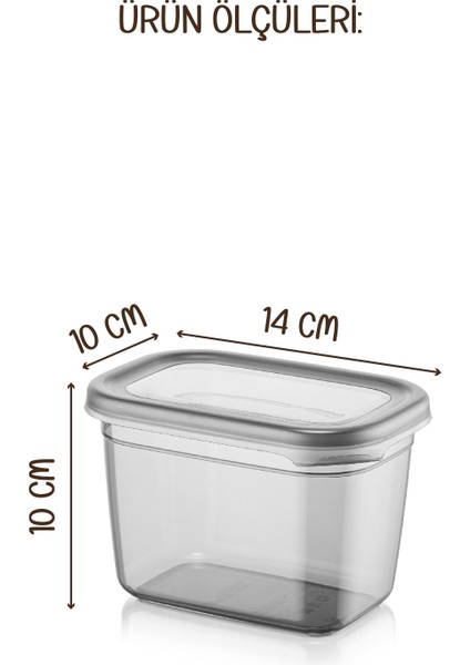 Renkli Etiketli Peggy Dikdörtgen Saklama Kabı Seti 800 ml Antrasit 6'lı indirimleri