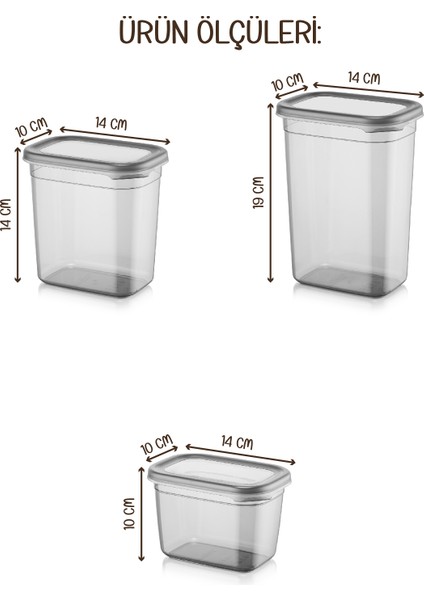 12li Renkli Etiketli Peggy Dikdörtgen Saklama Kabı Seti 4x(1500+1150+800 ml) Antrasit indirimleri