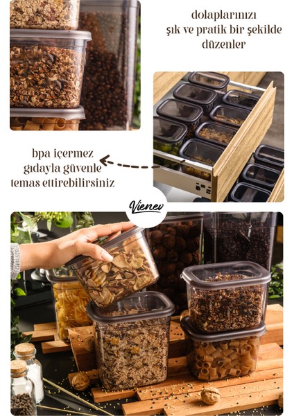 12li Renkli Etiketli Peggy Dikdörtgen Saklama Kabı Seti 3x(1500+1150+800+400 ml) Antrasit modelleri