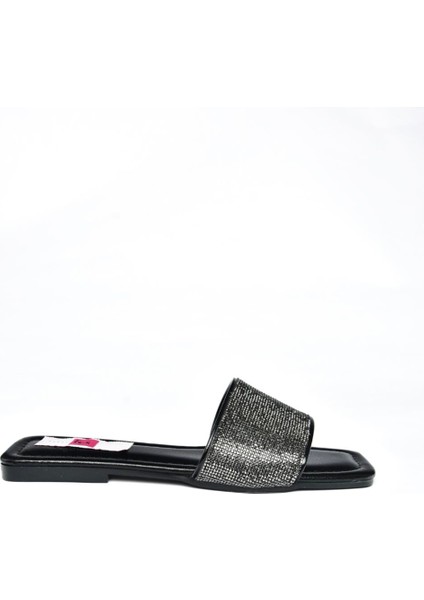 P820038614 Siyah Kalın Bantlı Sim Detaylı Kadın Terlik modelleri