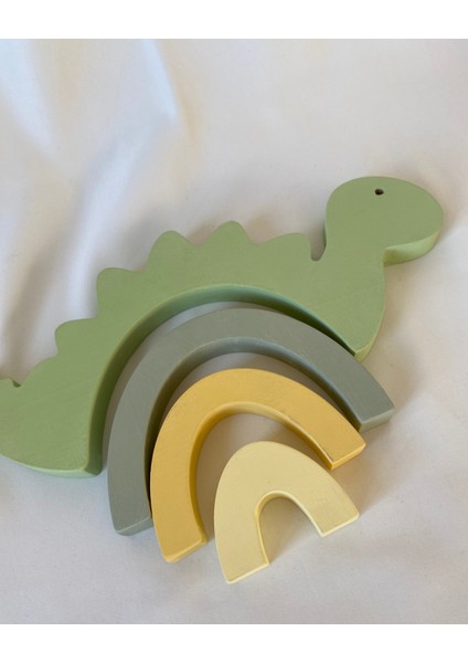 Ahşap Yeşil Dinazor Puzzle Oyuncak, Ahşap Oyuncak Dinazor