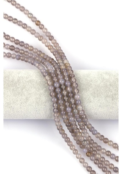 Gri Akik Doğal Taş Dizi 6 mm Küre Kesim