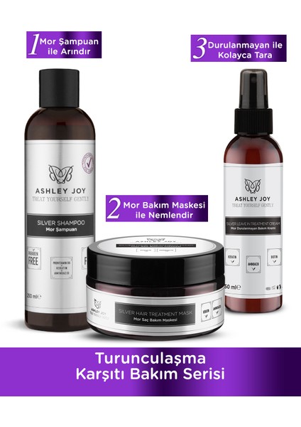 Platin,Sarı Saçlara Özel Turunculaşma Karşıtı Keratin,Aminoasit Kompleksi İçeren 3lü Bakım Seti