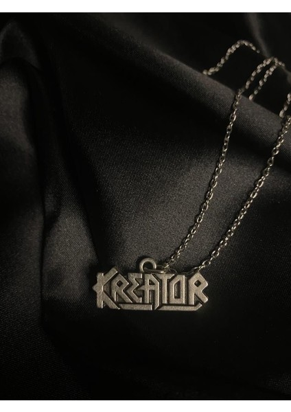 Kreator Thrash Metal Grup Mille Logo Kolye Metal Alaşım Zamak Döküm Saf Gümüş Kaplama 60 65CM