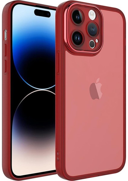Apple iPhone 14 Pro Kılıf Metal Kamera Korumalı Transparan Renkli Kapak