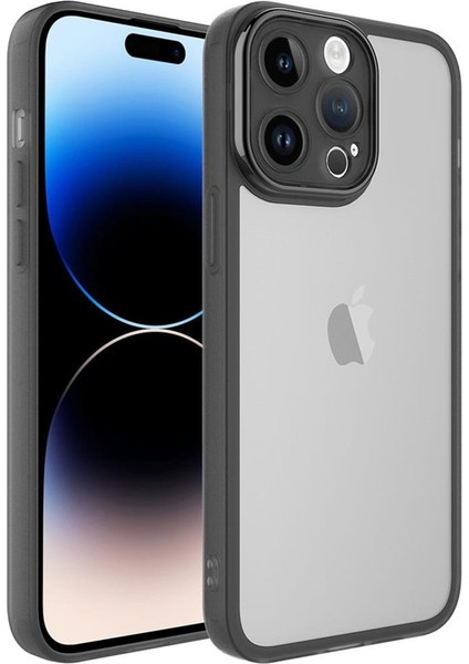 Apple iPhone 14 Pro Max Kılıf Metal Kamera Korumalı Transparan Renkli Kapak