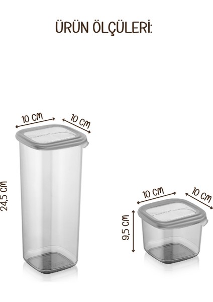 Renkli Etiketli Peggy Kare Erzak Saklama Kabı 9x(0,55 lt) + 6x(1,75 lt) Antrasit indirimleri