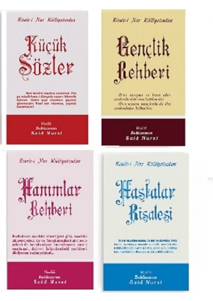 Küçük Sözler-Hanımlar R.-Gençlik R. - Hastalar Risaleleri Orta Boy 4'lü - Bediüzzaman Said Nursi
