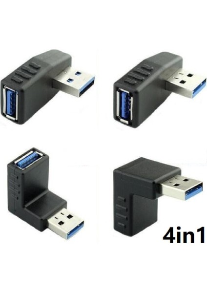 4461 USB 3.0 90 Derece Çevici Dönüştürücü Adaptör Seti 4in1