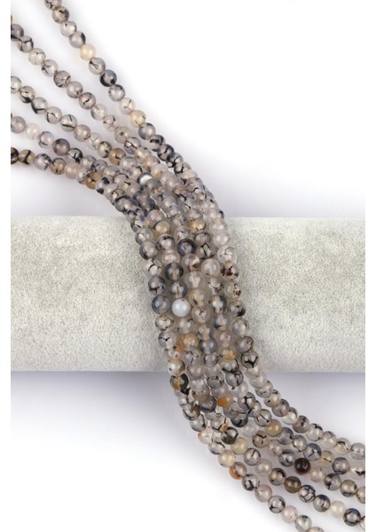 Gri Akik Doğal Taş Dizi 6 mm Küre Kesim