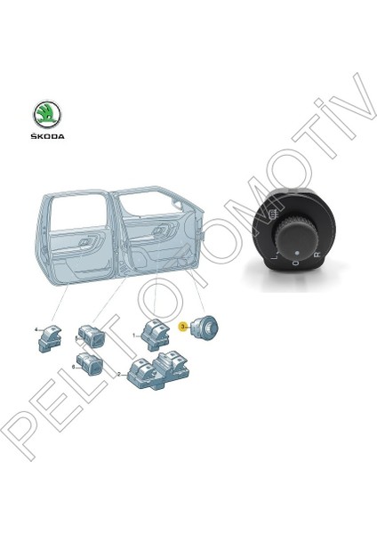 Roomster (2006-2015) Ayna Ayar Düğmesi 5J1959565 fiyatları