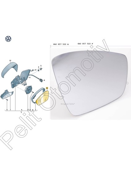 Polo (2010-2018) Ayna Camı Sağ 6RO857522A 6R0857522F fiyatları