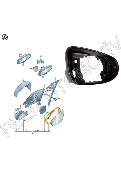 Touran (2009-2015) Sağ Dış Ayna Çerçevesi 5K7857602 fiyatları