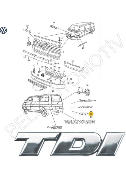 Transporter T4 (1995-2004) Bagaj Kapak Tdı Yazı 701853675B indirimleri