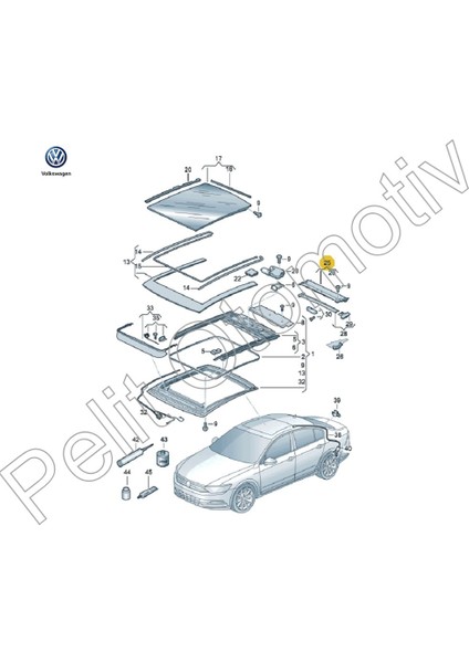 Pelit Otomotiv Polo Sunroof Perde Ayağı Tamir Kiti 5G6877307