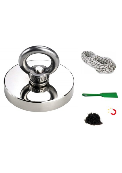 60 mm Çap Pot Mıknatıs Seti Süper Güçlü Halkalı Büyük Neodyum Pot Mıknatıs + Halat + Mınatıslı Çubuk