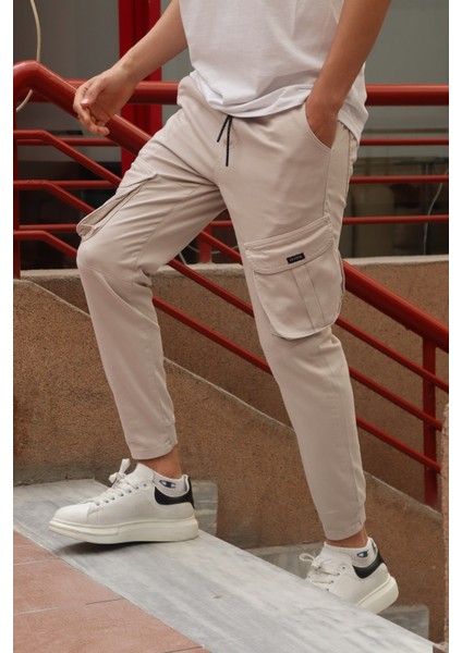 Erkek Paça Lastik Detay Pamuklu Bel Lastikli Kargo Pantolon modelleri
