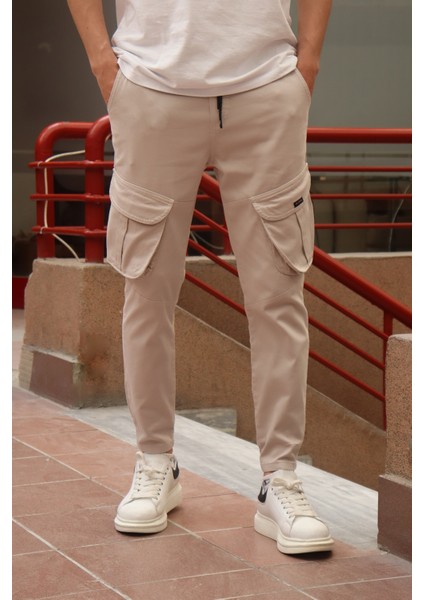 Erkek Paça Lastik Detay Pamuklu Bel Lastikli Kargo Pantolon fırsatları