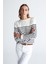 Styleboom x Peraluna Audrey Pullover Omzu Düğmeli Çizgili Organik Pamuk Mevsimlik Kadın Triko Kazak ekru/lacivert 1