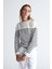 Styleboom x Peraluna Audrey Pullover Omzu Düğmeli Çizgili Organik Pamuk Mevsimlik Kadın Triko Kazak ekru/lacivert 5