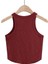 Kadın Oval Etekli Melanj Bordo Renk Bisiklet Yaka Crop Top Bluz 2