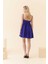 Fiyonk Detaylı Mini Tafta Saks Abiye Elbise Saks Y2311328_021 2