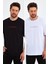 Erkek Baskılı Basic Oversize Bisiklet Yaka 2'li Pamuklu T-Shirt 1
