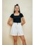 Fitted U Yaka Basic Kısa Kollu Crop Tişört A0387AX23SP 2