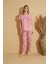Kadın 2550-37 Kısa Kol Desenli Pijama Takımı Pembe 1