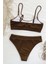 Yüksek Bel Fitilli Kumaş Tankini Bikini Takım 4