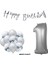 Happy Bırthday Doğum Günü Parti Set Gümüş Yaş Balon Şeffaf Gümüş Metalik Lateks Balon Set Parti Set 1