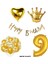 Gold Temalı Happy Bırthday Doğum Günü Set Yaş Balonu Kral Taç Balon Kalp Balon Lateks Balon Set 1