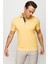 Erkek Polo Yaka Yakası ve Kolu Triko T-Shirt Sarı 1