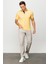 Erkek Polo Yaka Yakası ve Kolu Triko T-Shirt Sarı 3