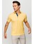 Erkek Polo Yaka Yakası ve Kolu Triko T-Shirt Sarı 5