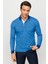 Erkek Polo Yaka Tüy Desenli Sweatshirt Saks 1