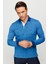 Erkek Polo Yaka Tüy Desenli Sweatshirt Saks 2