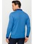 Erkek Polo Yaka Tüy Desenli Sweatshirt Saks 4