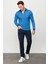 Erkek Polo Yaka Tüy Desenli Sweatshirt Saks 5